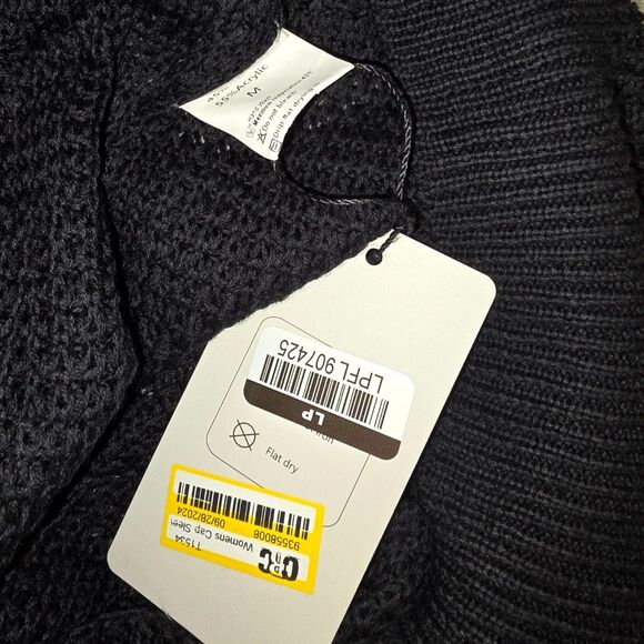 Women's Black Knit Ruffle Sleeve Sweater Size Medium - Picture 9 of 9